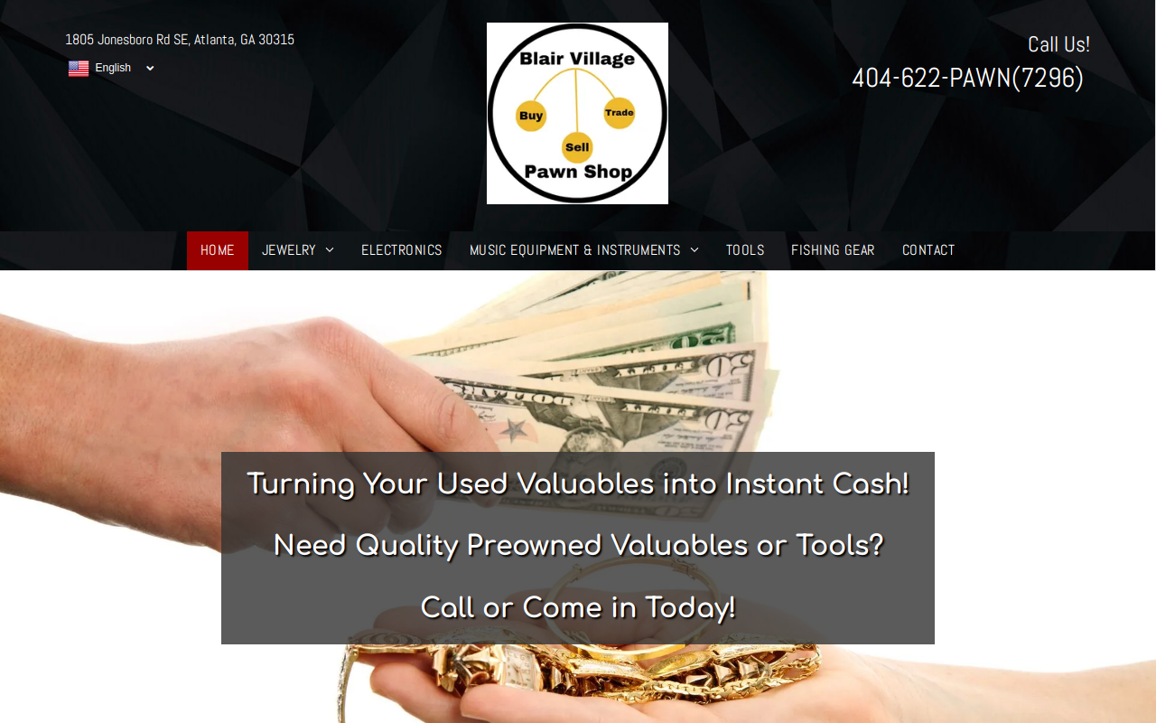 Blair Village Pawn Shop website preview