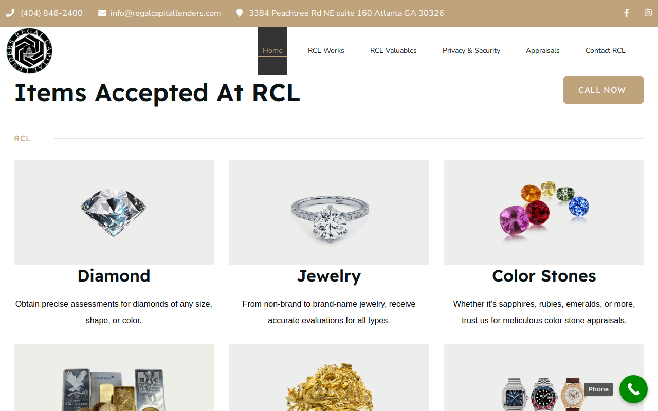 Regal Capital Lenders - Atlanta's Jewelry Diamond Gold Buyer website preview
