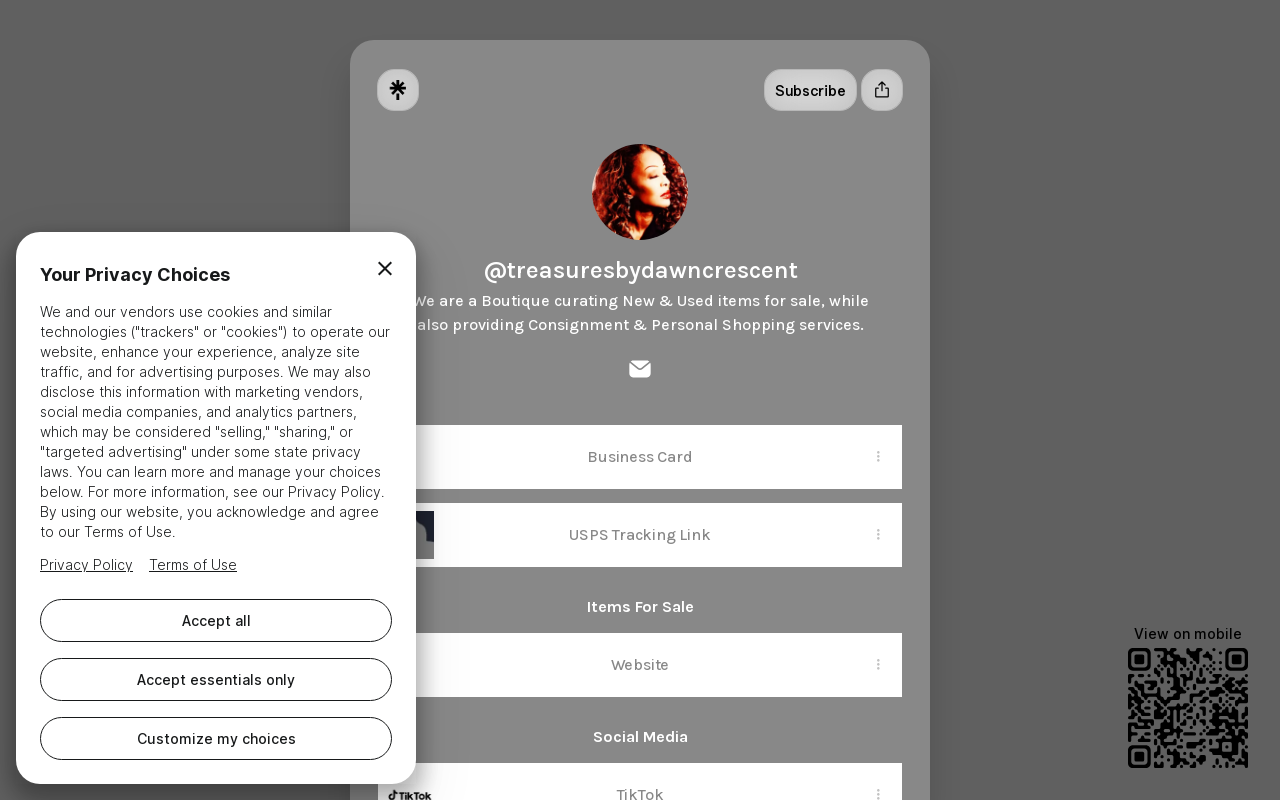 Treasures by Dawn Crescent website preview