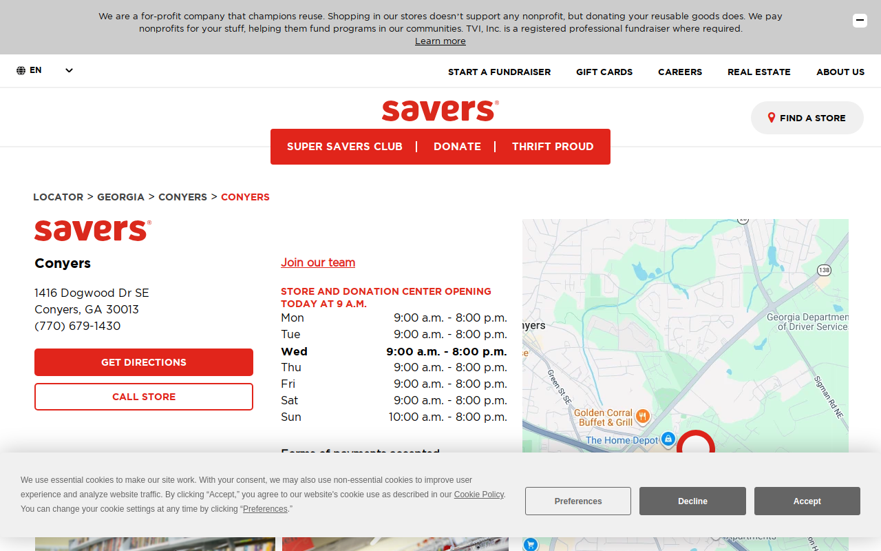 Savers website preview