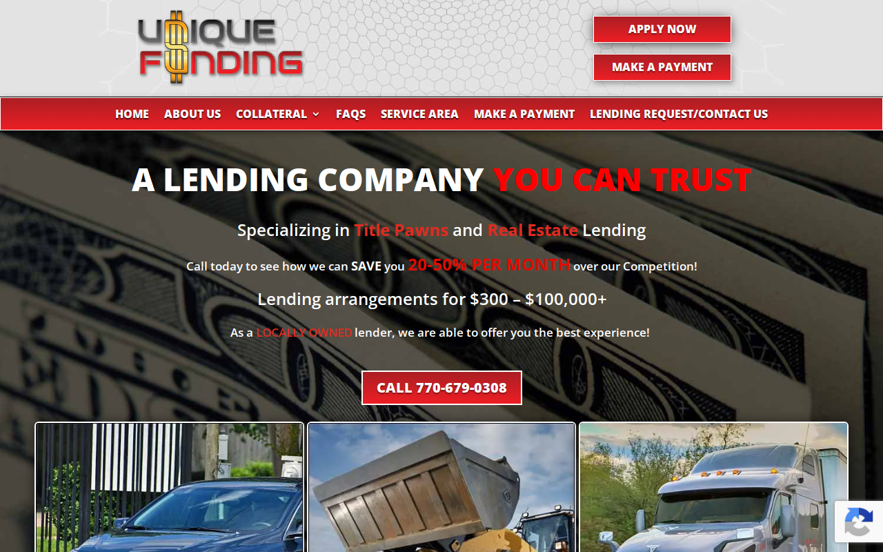 Unique Funding website preview