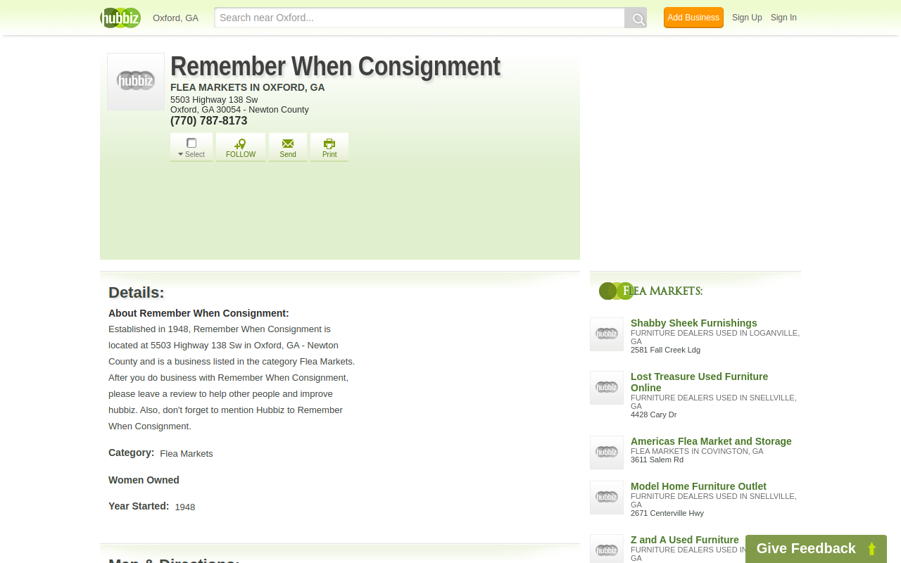 Remember When Consignment website preview
