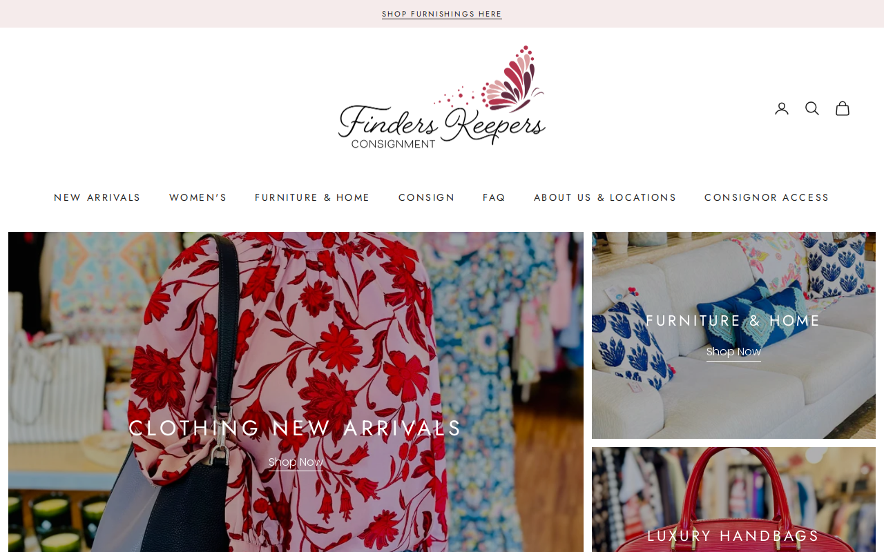 Finders Keepers Consignments website preview