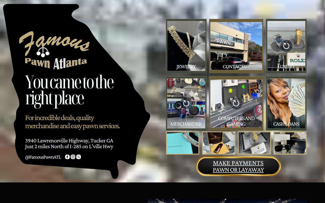 Famous Pawn and Jewelry website preview