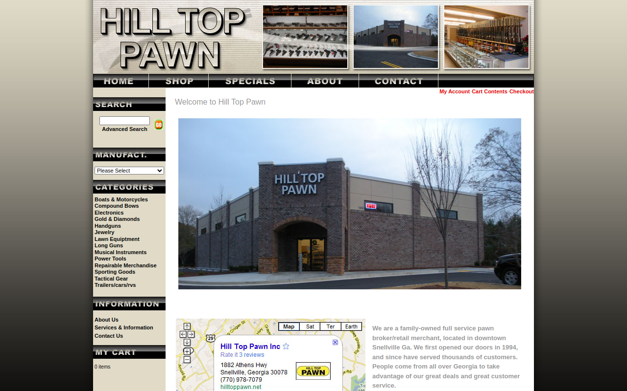 Hill Top Pawn Inc website preview