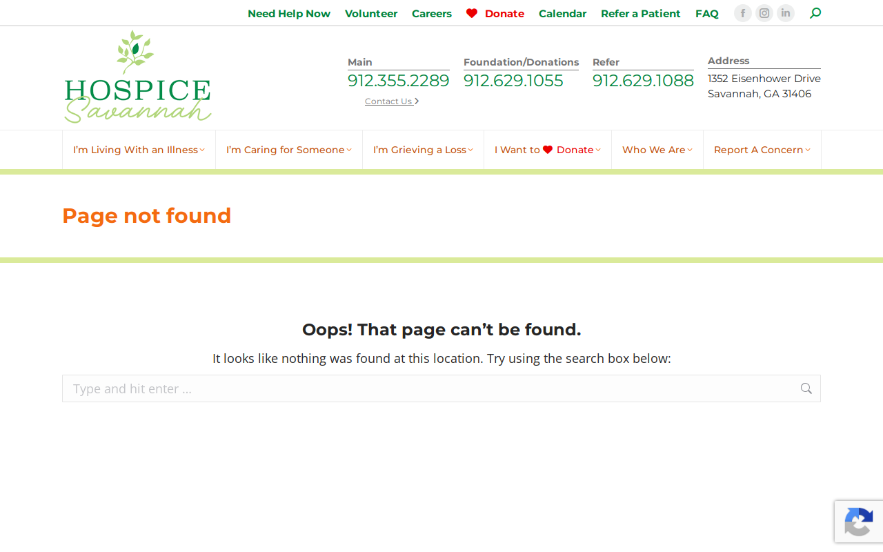 Hospice Savannah Thrift Shoppe website preview