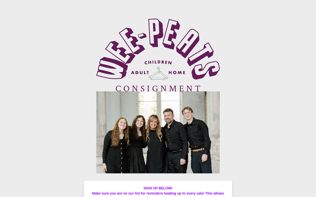 Wee-Peats Consignment Sale website preview