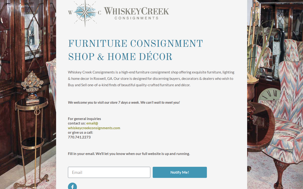 Whiskey Creek Furniture Consignments website preview