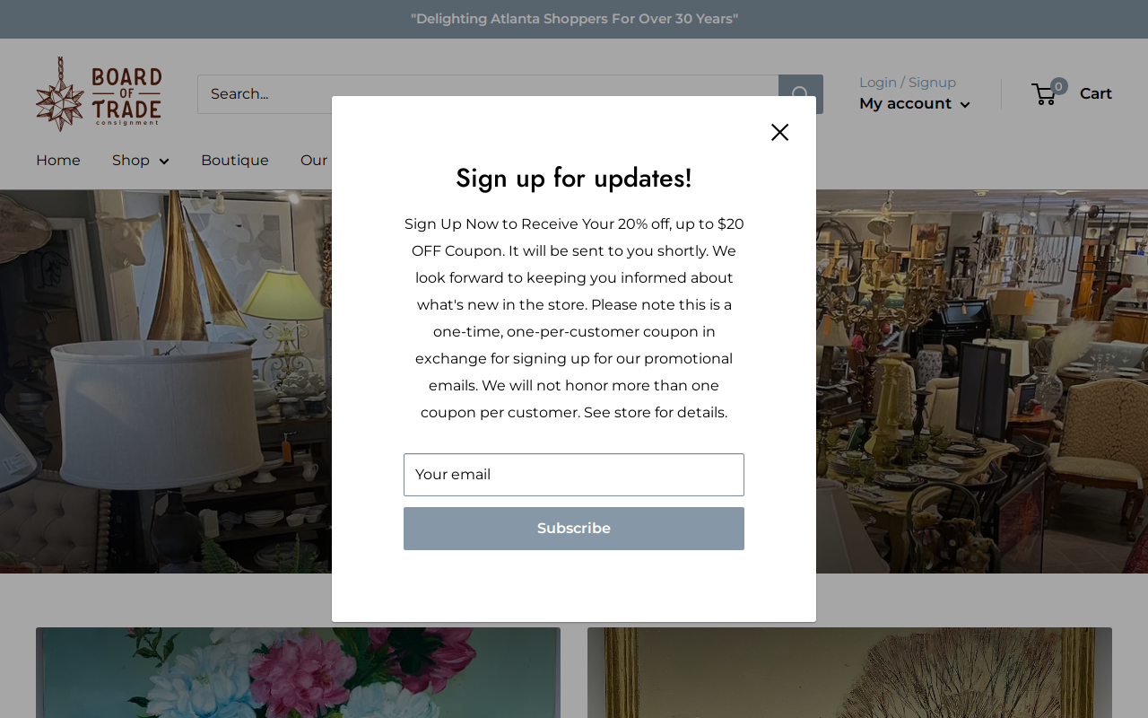 Board of Trade Fine Consignments website preview