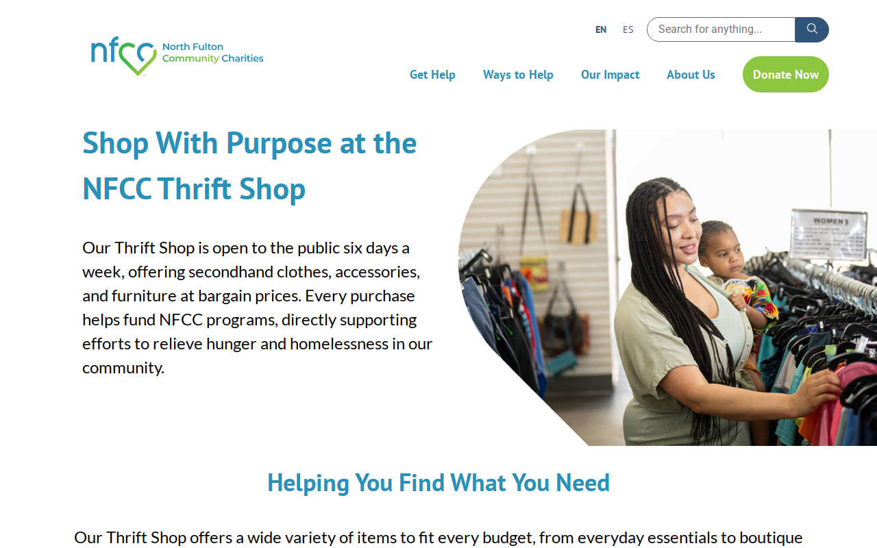 NFCC Thrift Shop website preview