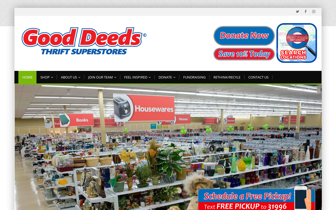Good Deeds Thrift Superstore website preview