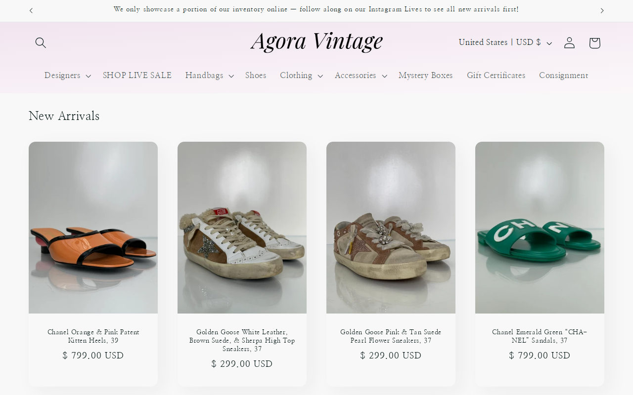 Agora Vintage website preview