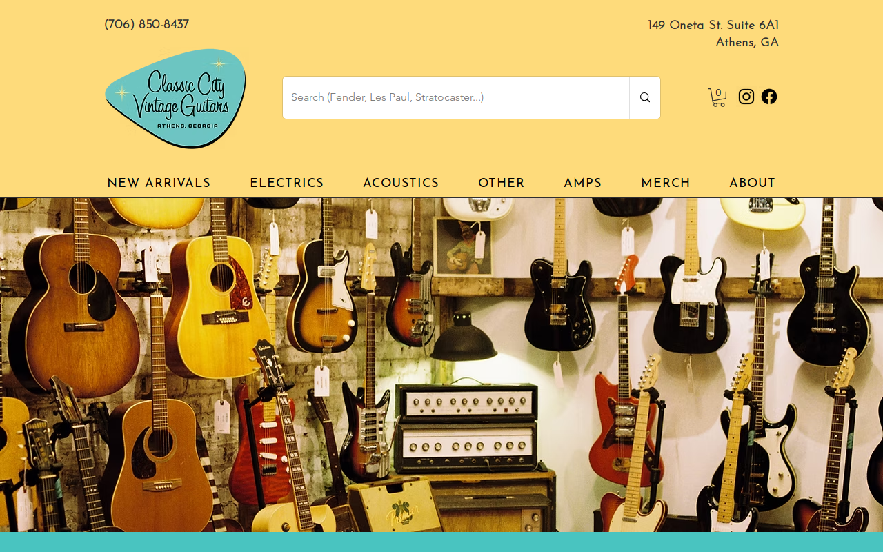 Classic City Vintage Guitars website preview