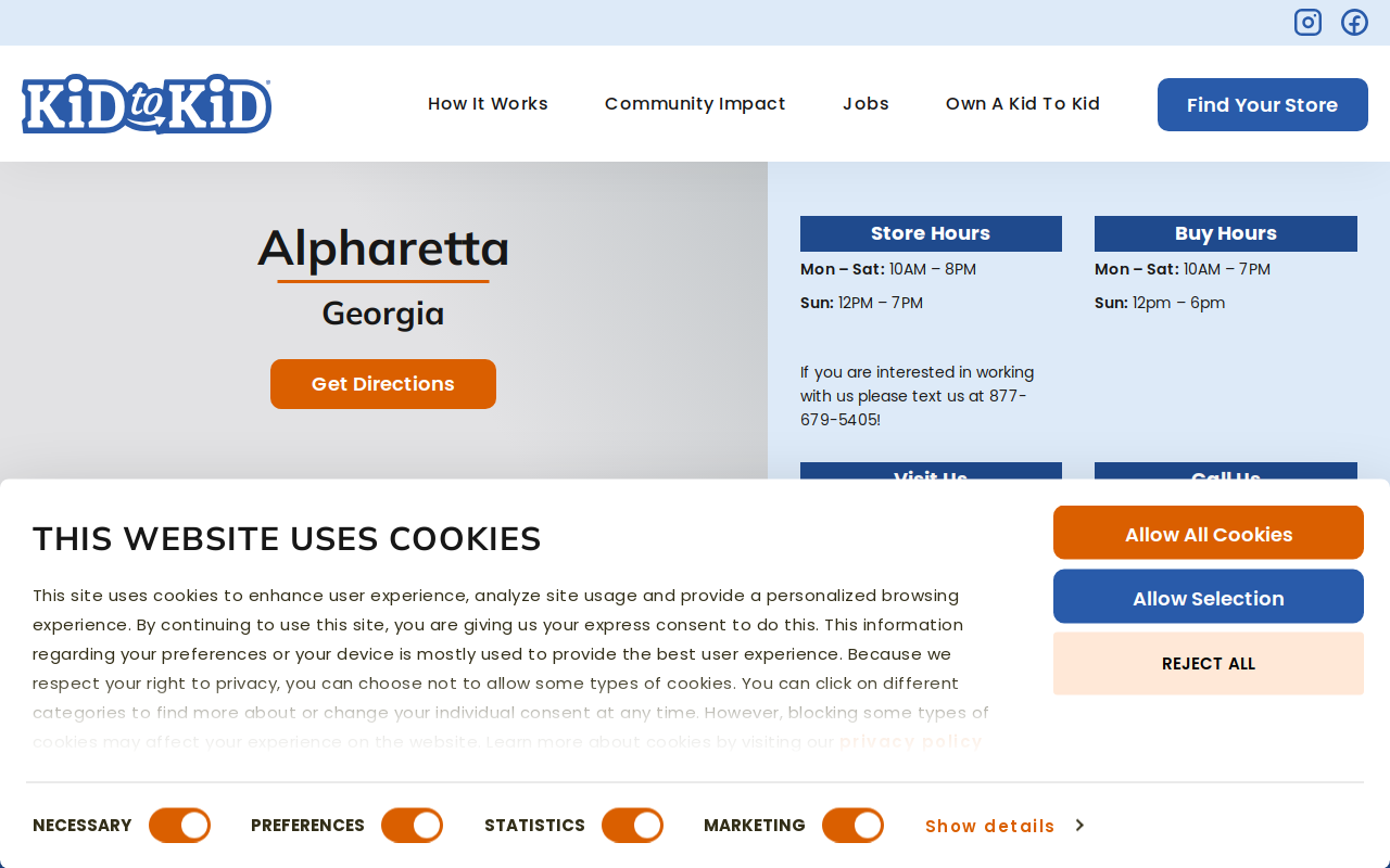 Kid to Kid Alpharetta website preview