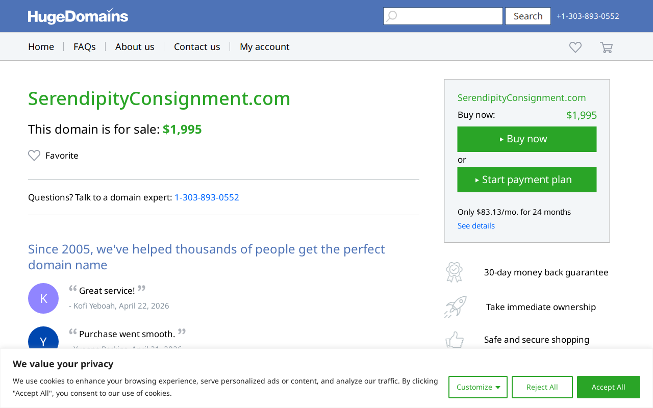 Serendipity Consignment website preview