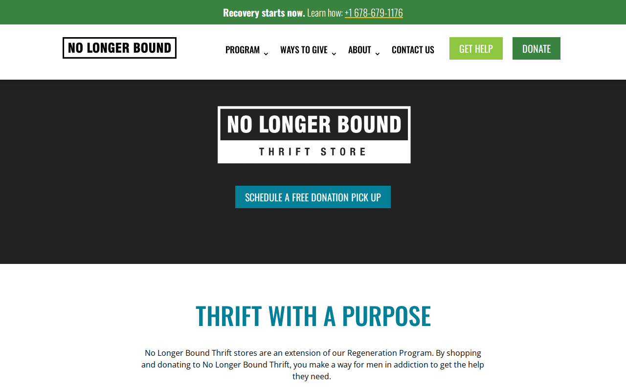 No Longer Bound Thrift Dawsonville website preview