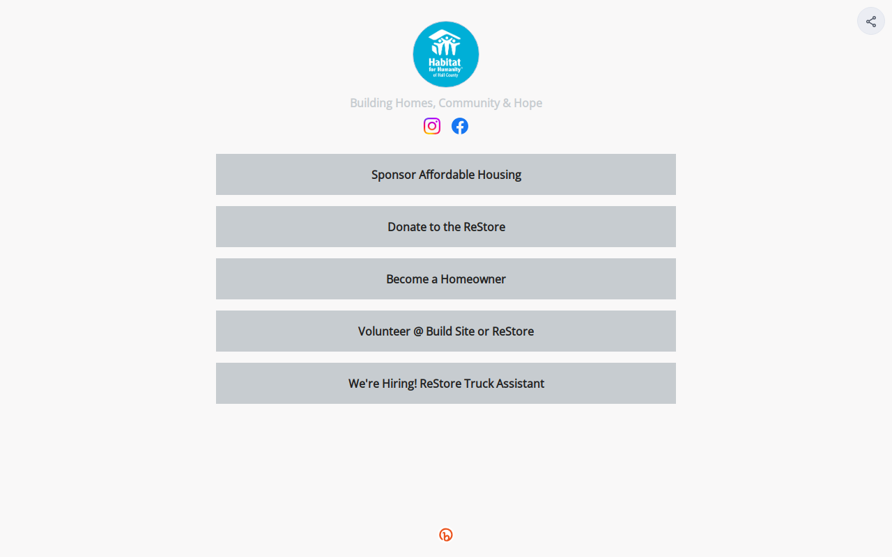 Habitat for Humanity of Hall County ReStore website preview