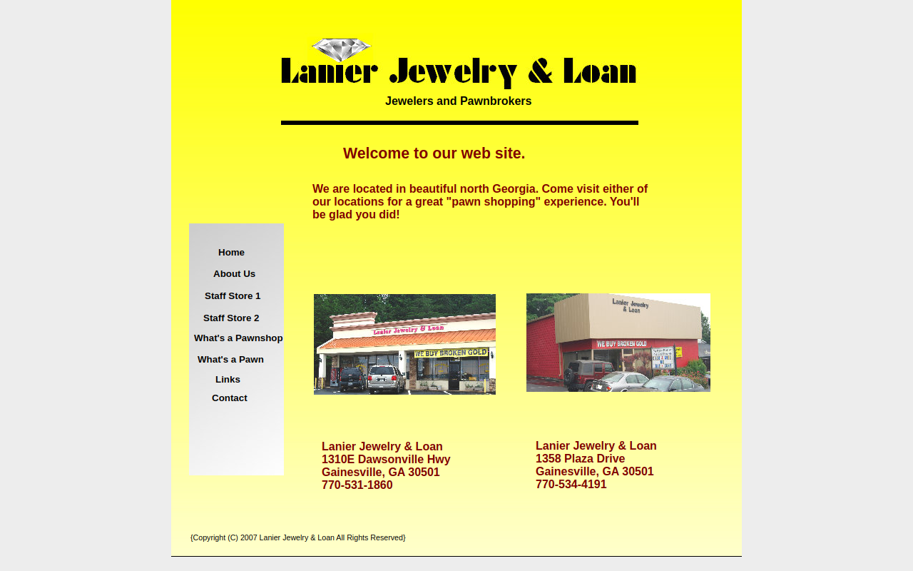 Lanier Jewelry and Loan Store website preview