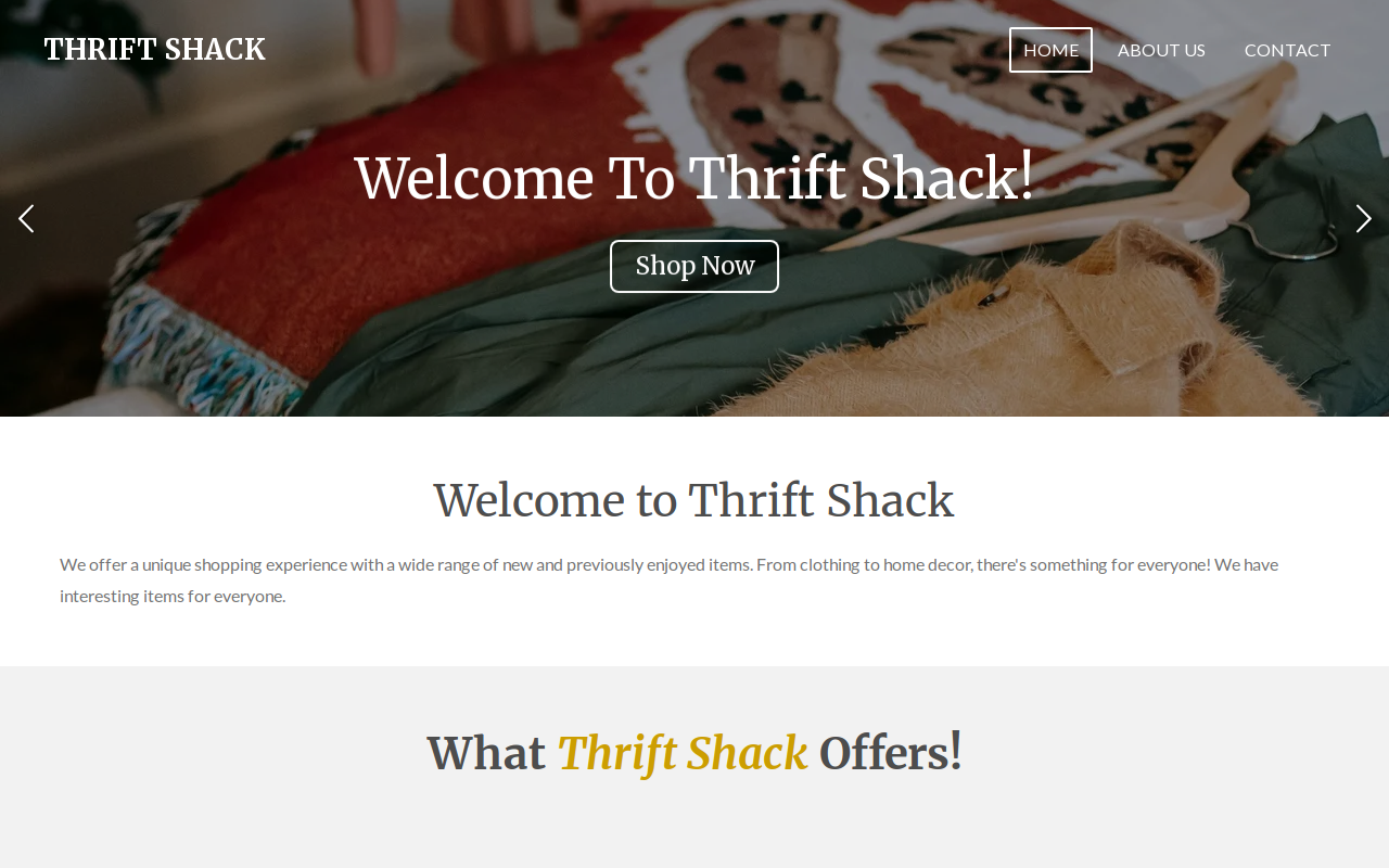 Thrift Shack website preview