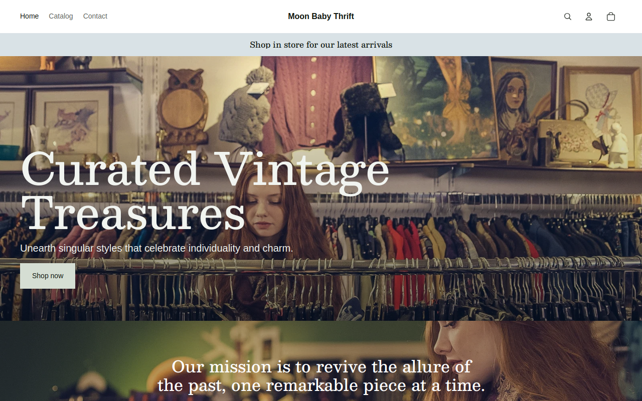 Moon Baby Thrift website preview