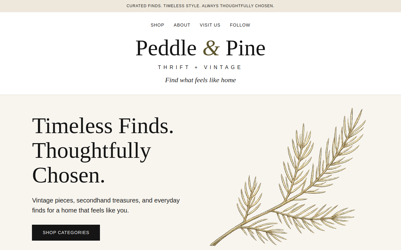 Peddle & Pine website preview