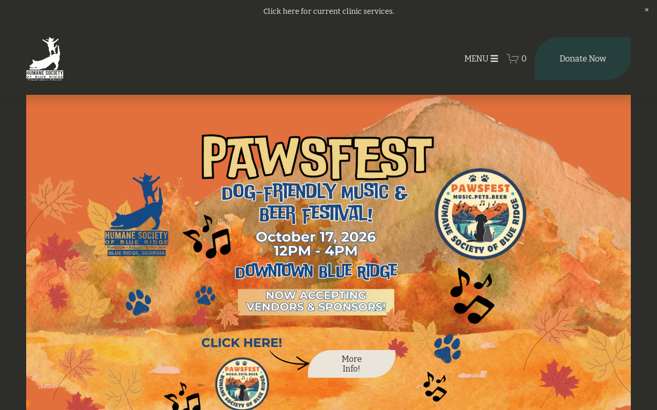 Humane Society of Blue Ridge Thrift Store website preview
