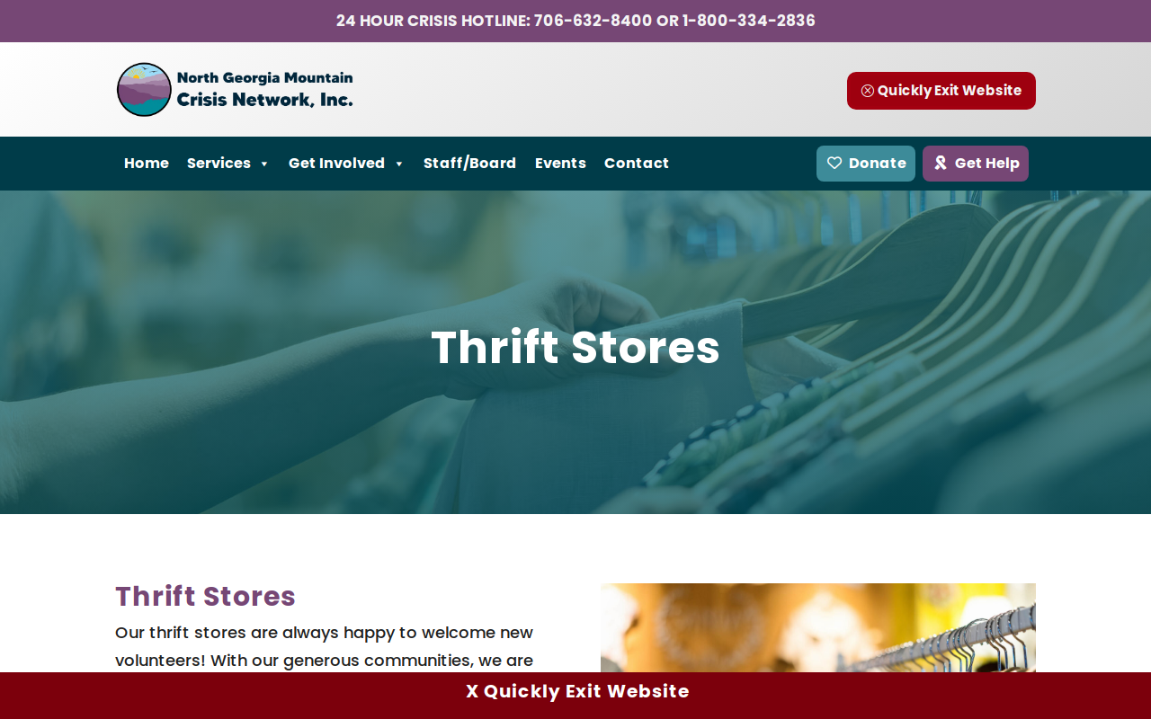 NORTH GA Mtn Crisis Thrift Store website preview