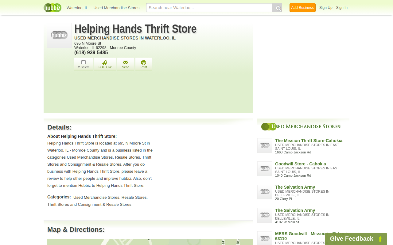 Helping Hand Thrift Store website preview