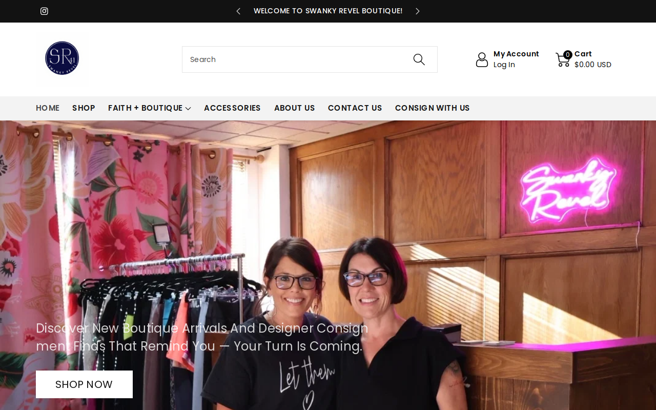 Swanky Revel Boutique website preview