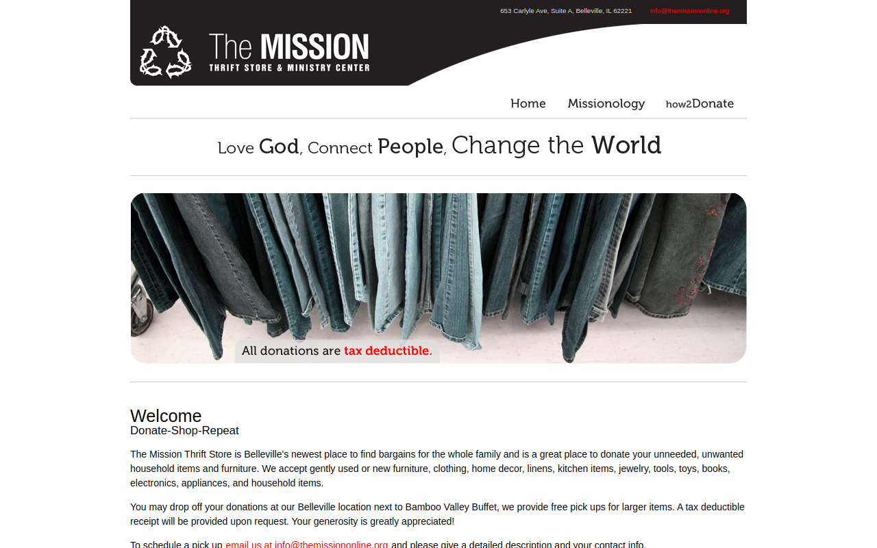 The Mission Thrift Store website preview