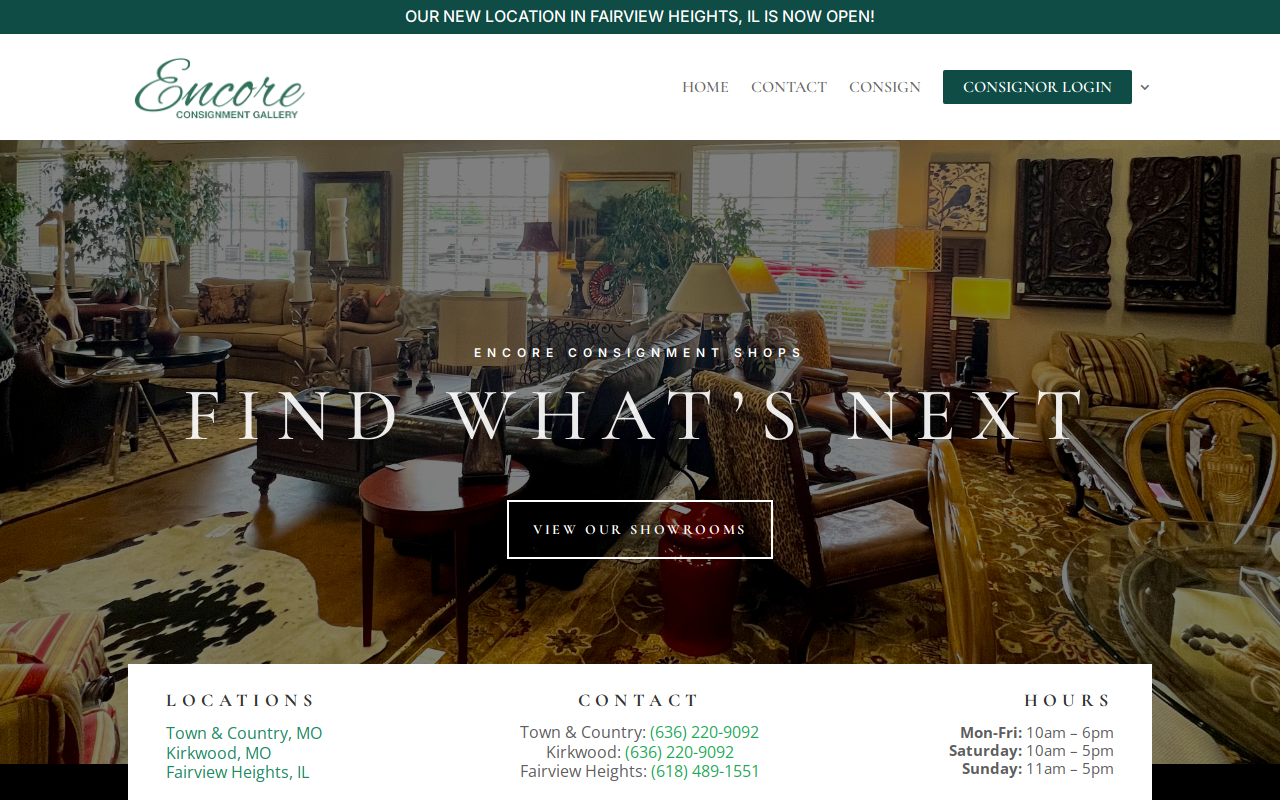 Encore Consignment Gallery - Fairview Heights website preview