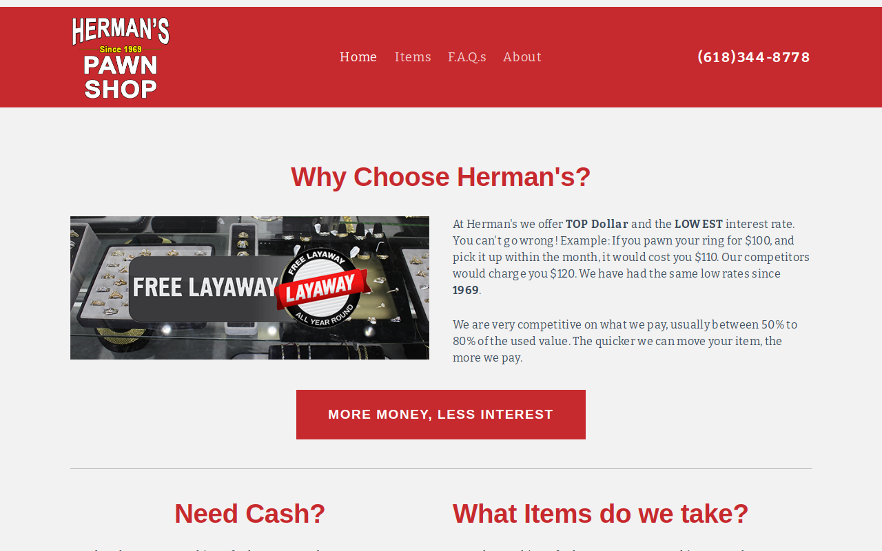 Herman's Pawn Shop website preview