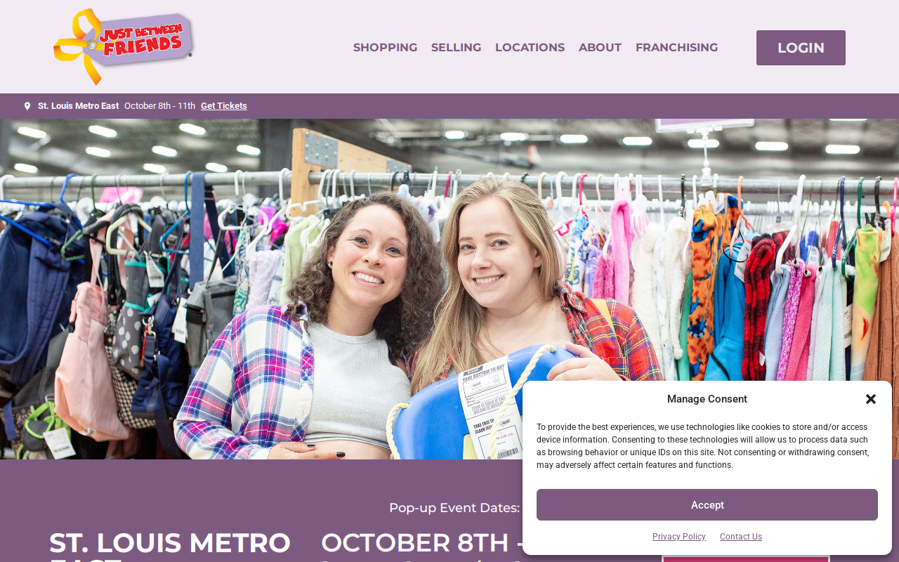 Just Between Friends St. Louis Metro East website preview