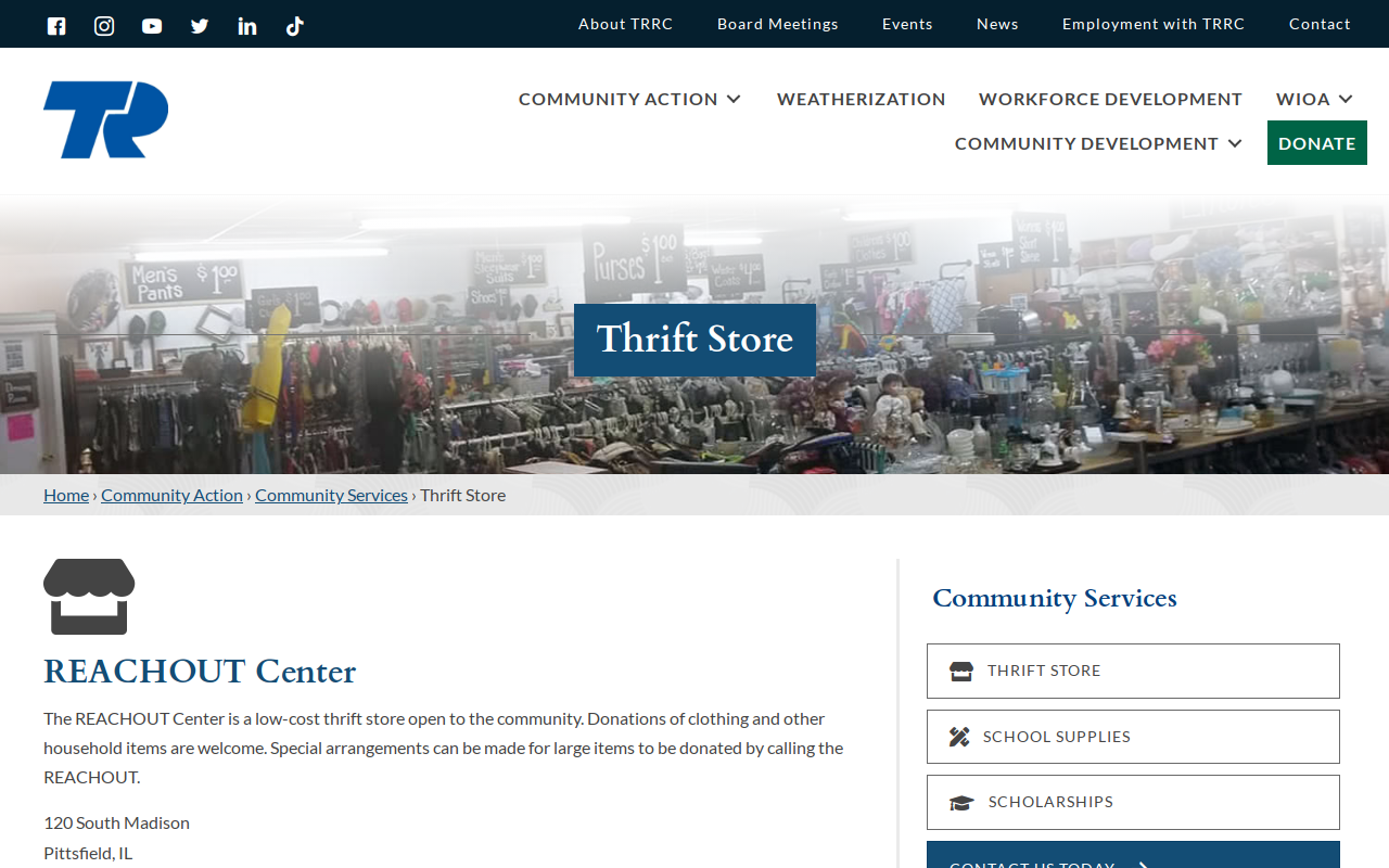 Reachout Center website preview