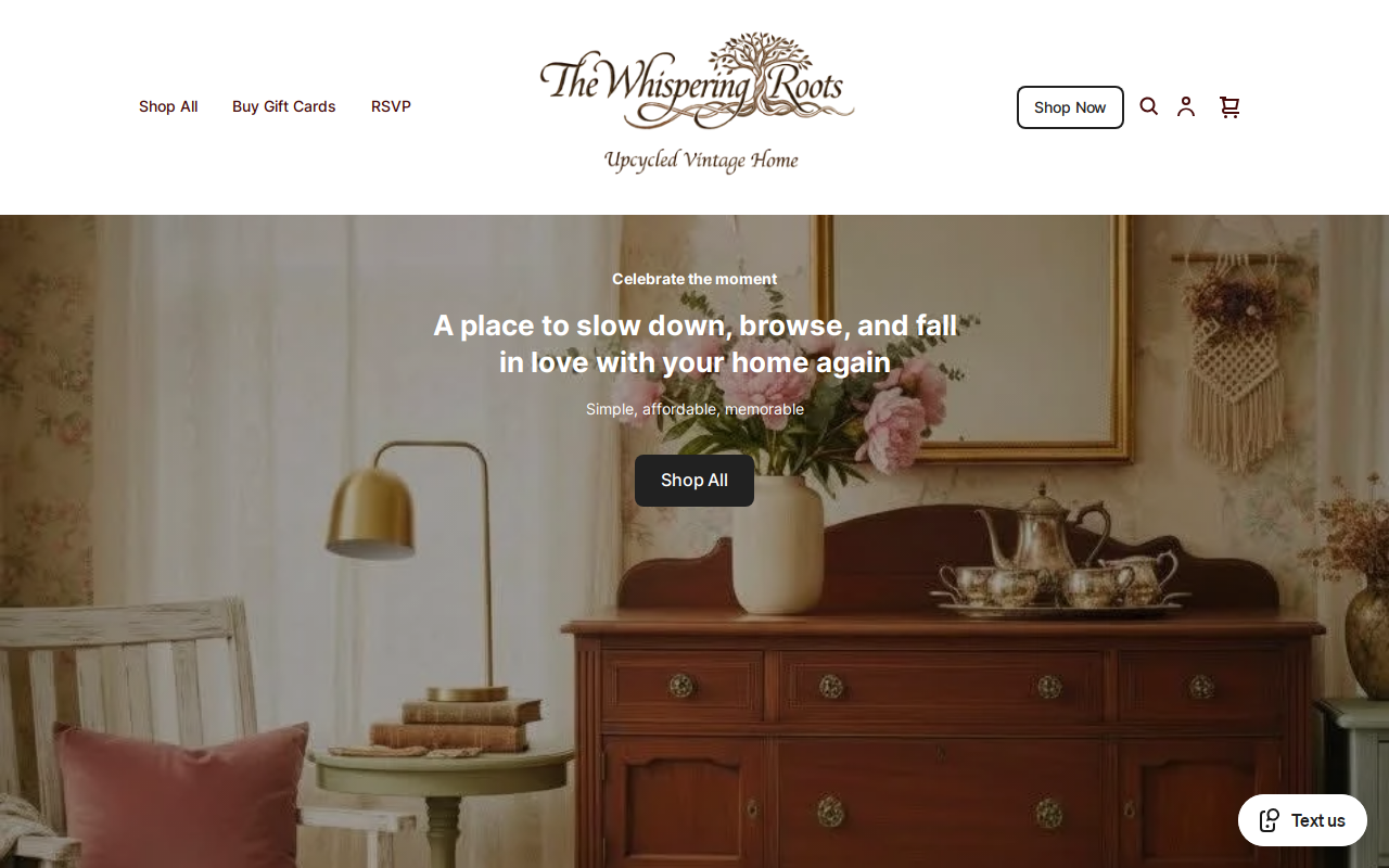 The Whispering Roots website preview