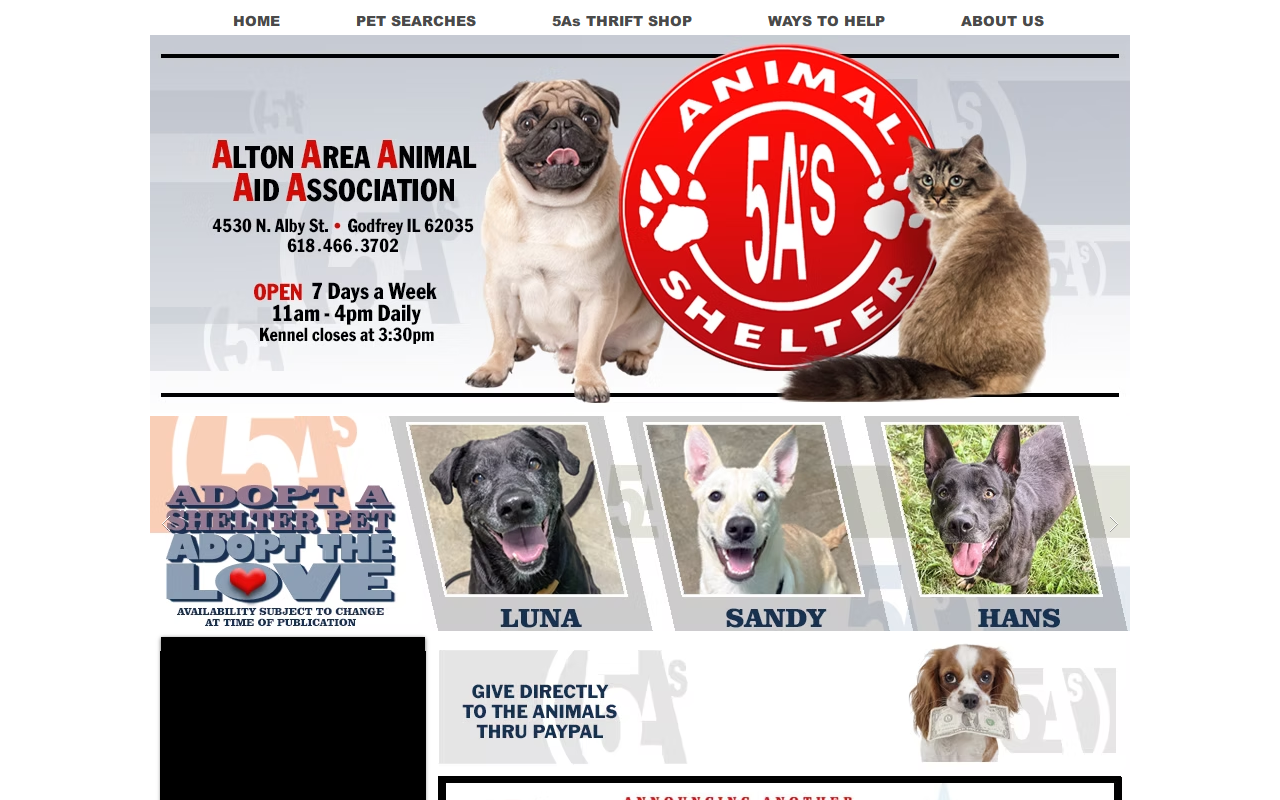 5As thrift store website preview