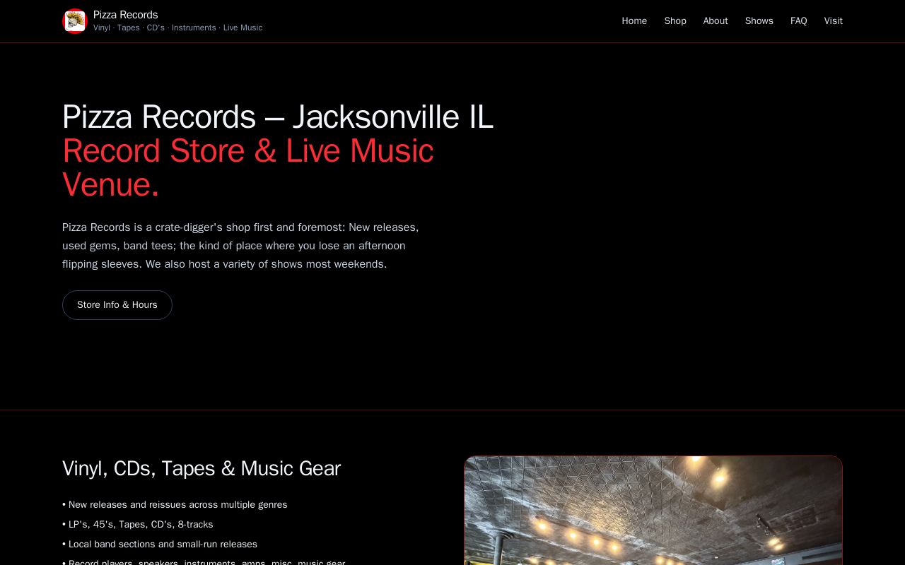 Pizza Records website preview