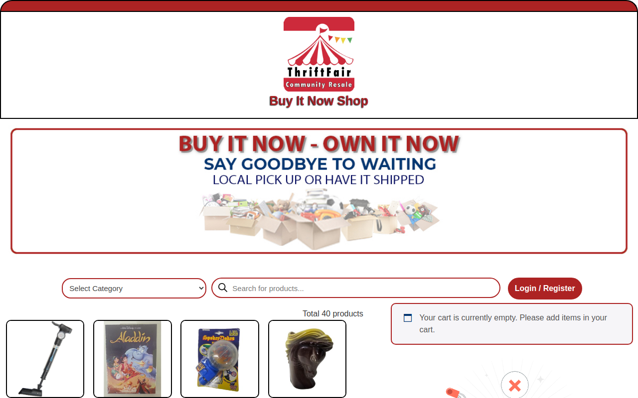 ThriftFair Community Resale website preview