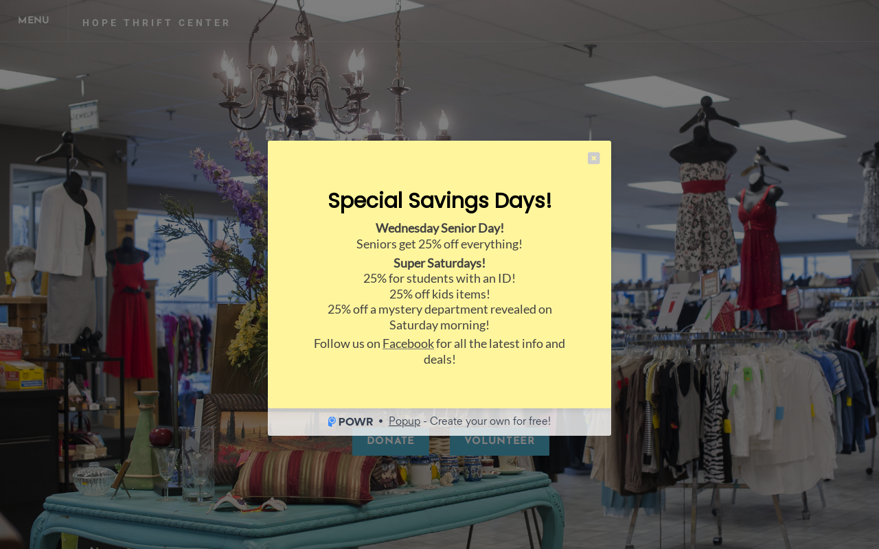 Hope Thrift Center website preview