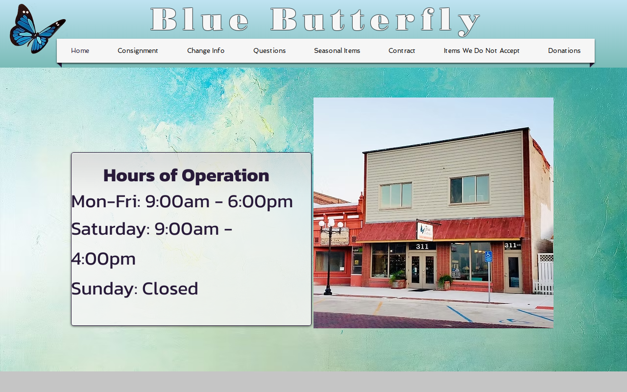 Blue Butterfly Resale Shop website preview