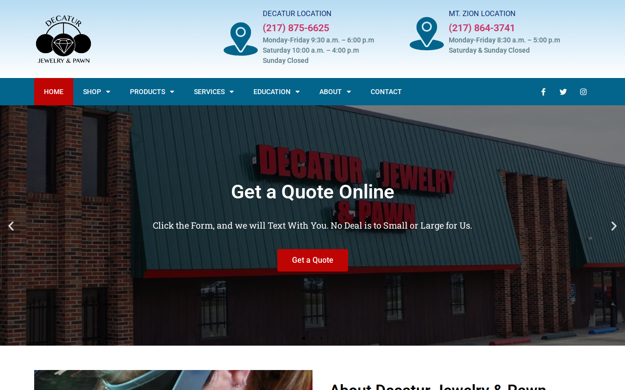 Decatur Jewelry & Pawn website preview