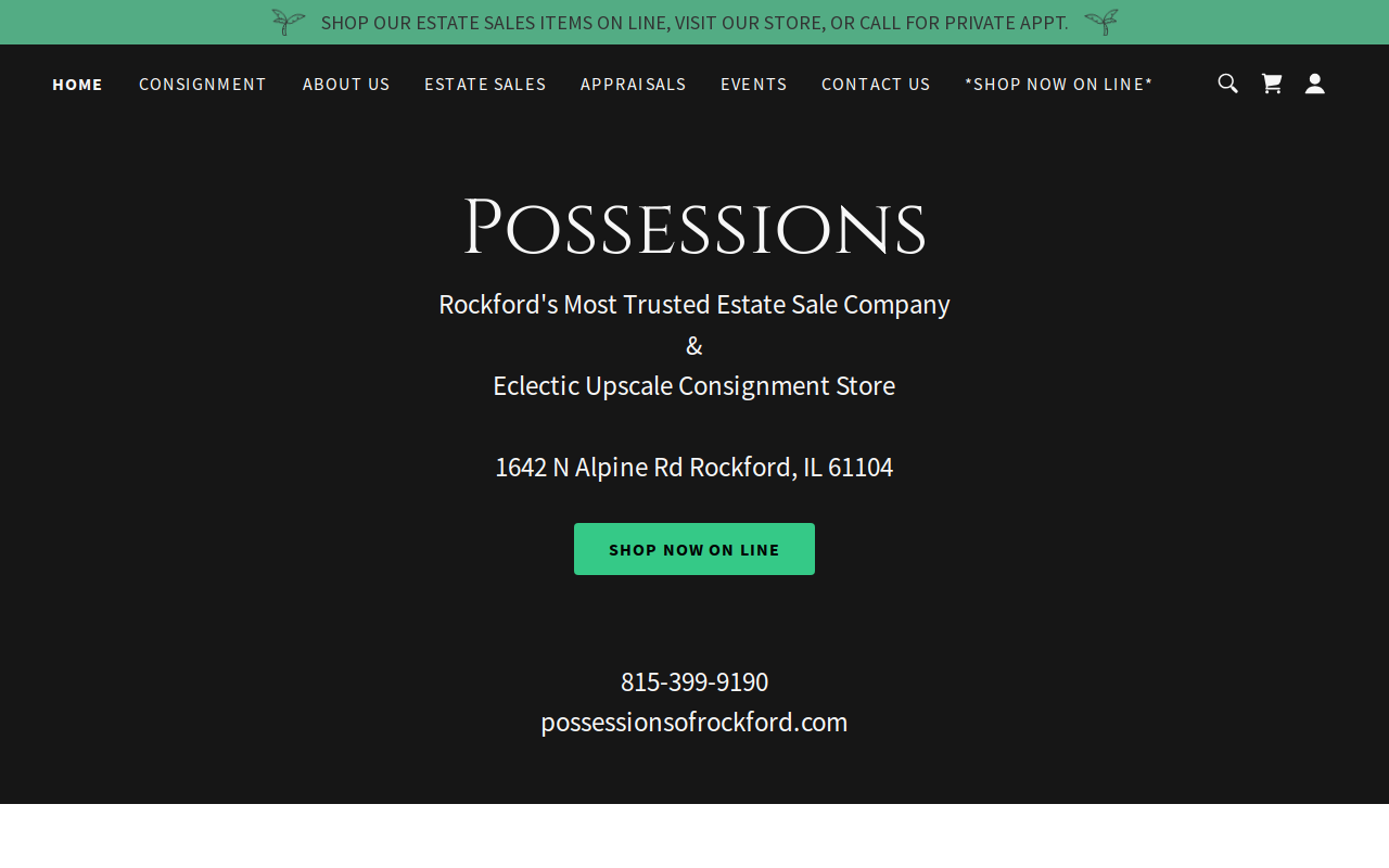 Possessions Estate Sales and Consignment website preview