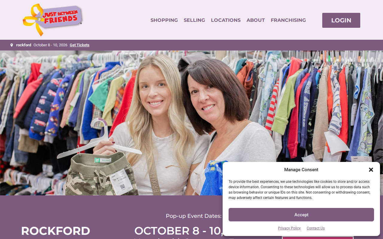 Just Between Friends Rockford website preview