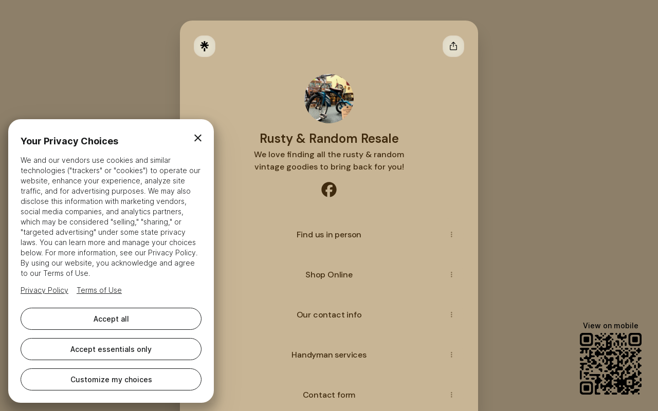 Rusty & Random Resale website preview