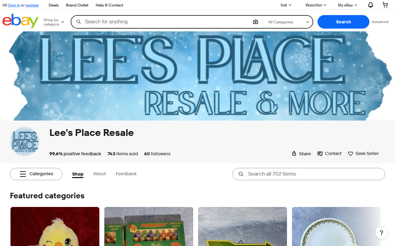 Lee's Place Resale & More website preview