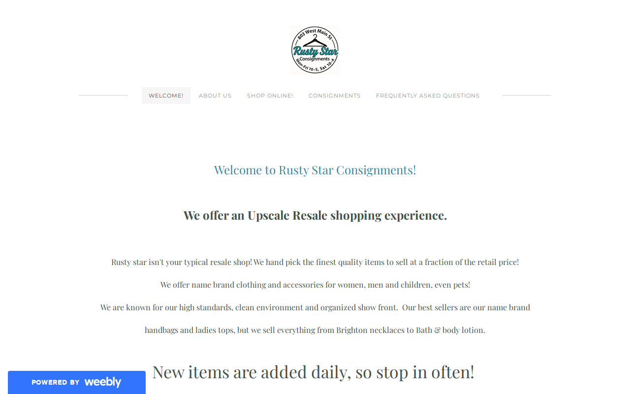 Rusty Star Consignments website preview