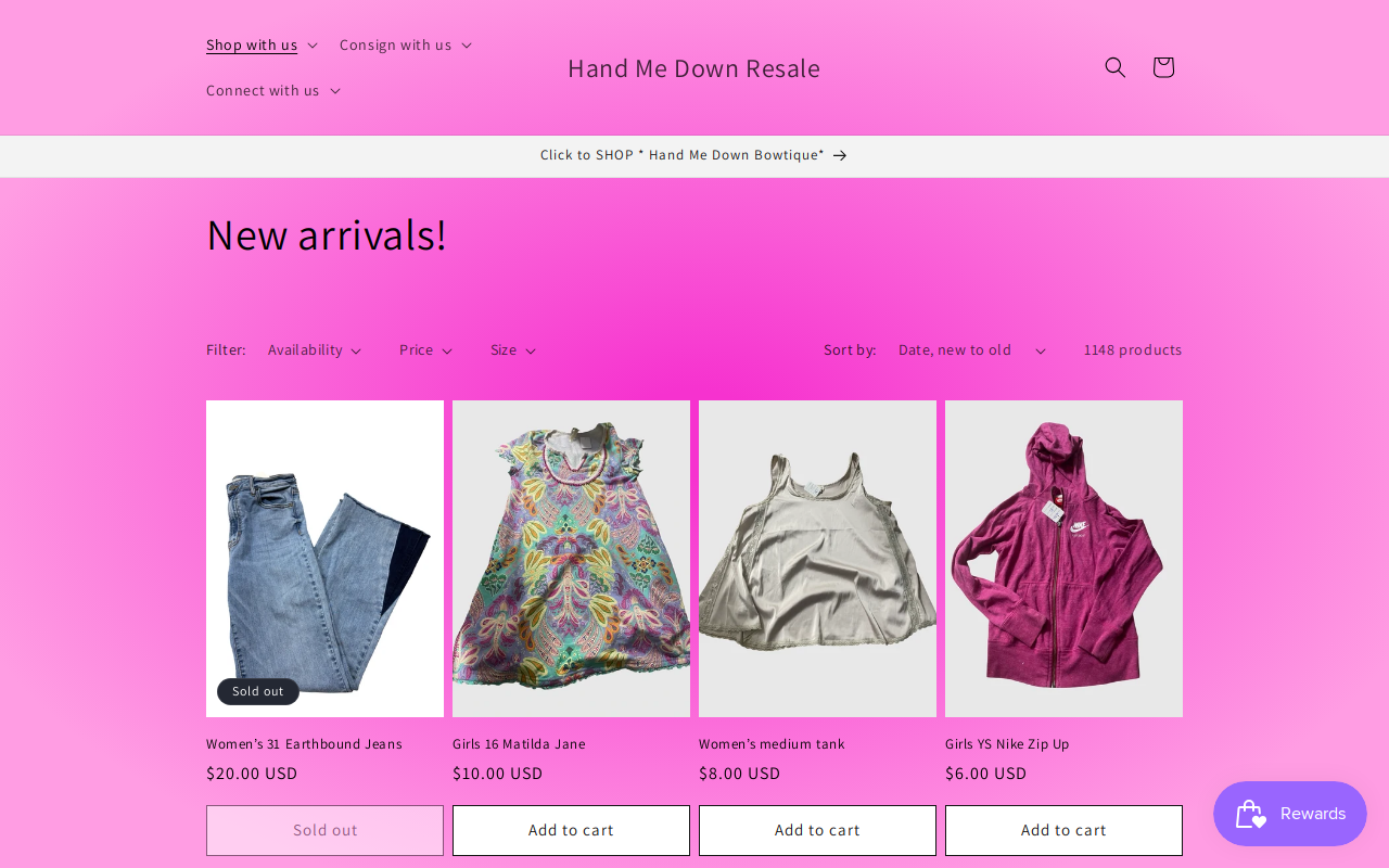 Hand Me Down website preview