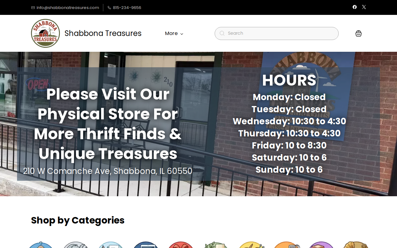 Shabbona Treasures website preview