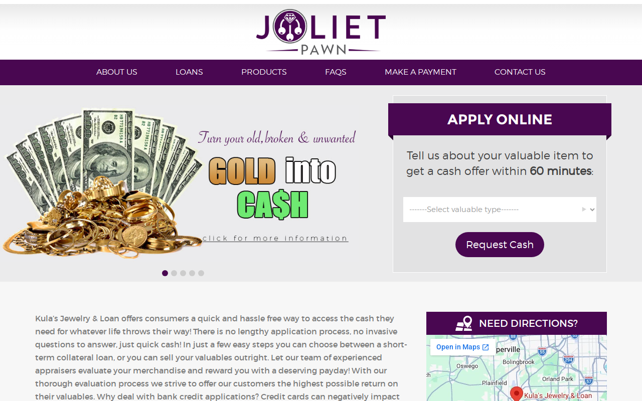 Kula's Jewelry and Loan website preview