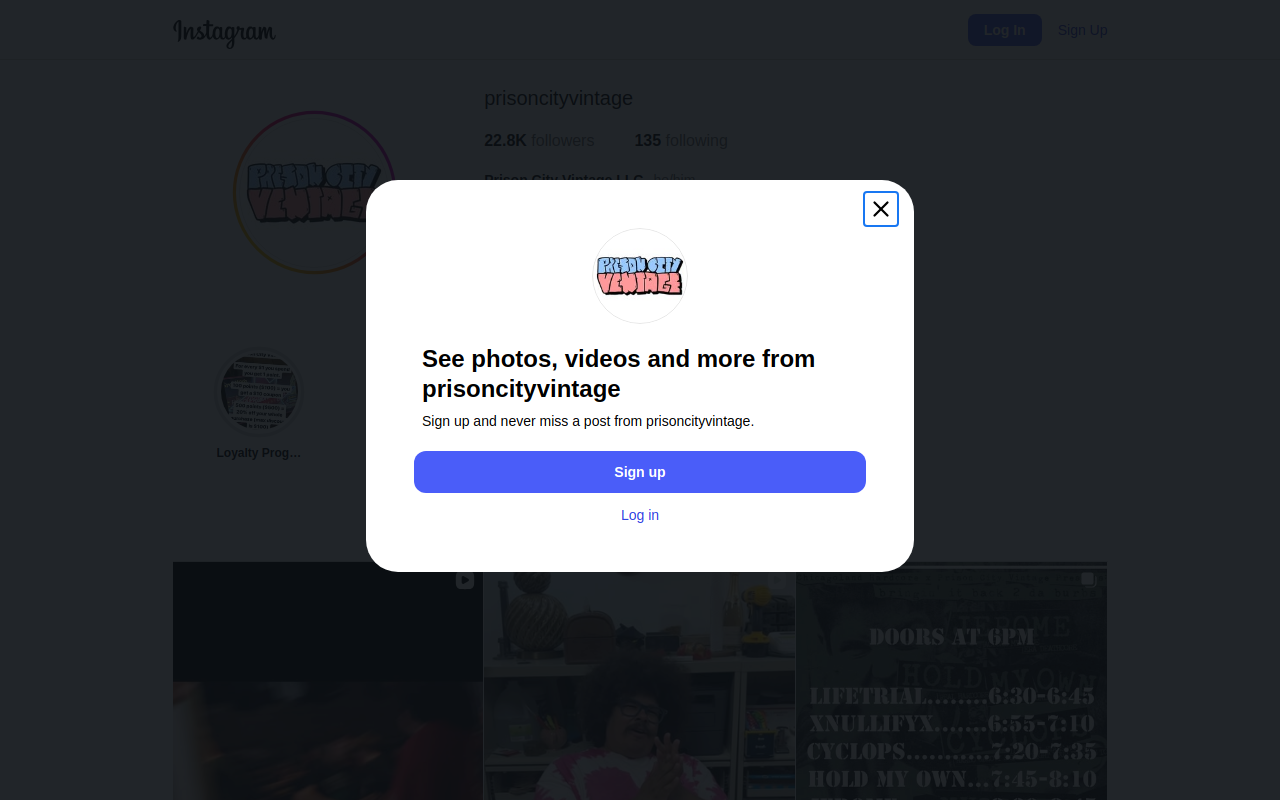 Prison City Vintage website preview